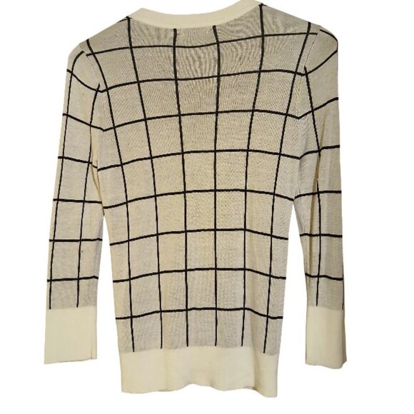 HALOGEN by Nordstrom Ivory/Black Plaid Knit Cardigan - Picture 2 of 11